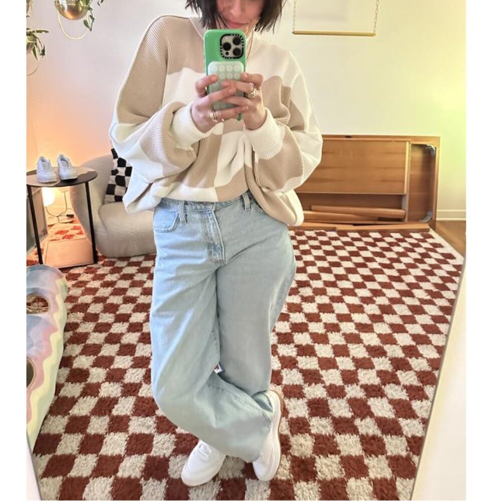 FREE PEOPLE Easy Street Checkered Tunic in White Sand Combo Size Medium - Picture 2 of 8